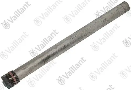 Metallische Anode von Vaillant mit einem gewindeartigen Ende zur Befestigung. Langer, zylindrischer Körper ohne zusätzliche Markierungen oder Details.